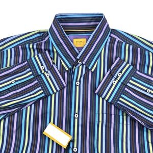 Robert Talbott Carmel Men's XL Dress Shirt Stripe Cotton Luxury‎ Long Sleeve